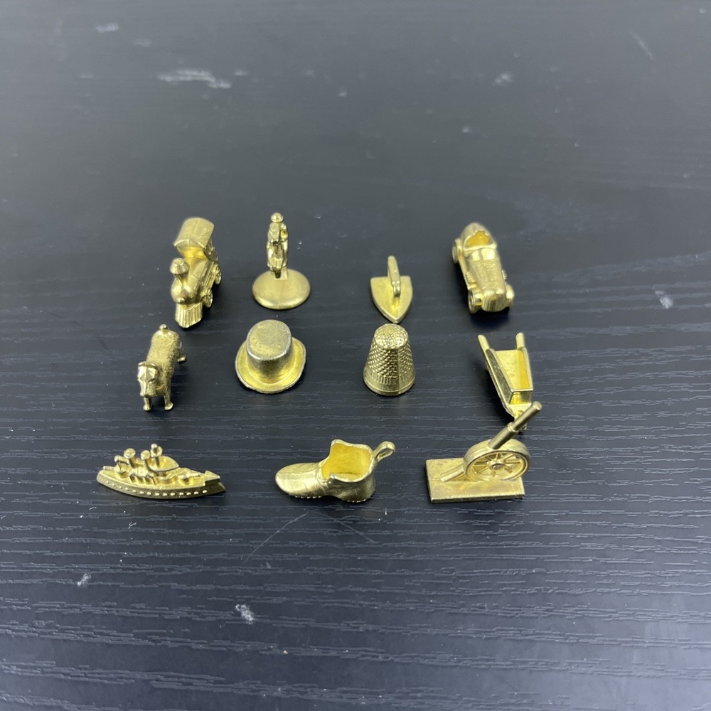 1985 Monopoly Deluxe Anniversary Edition 11 Gold Tokens Replacement Parts Vintag
